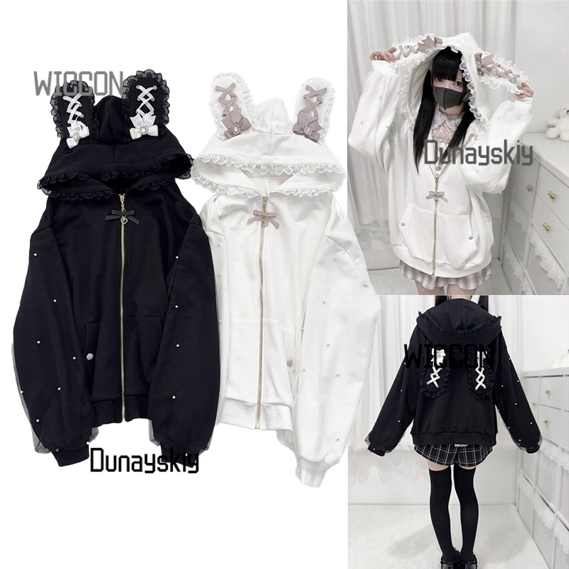 Streetwear Brand Y2K - Jirai Kei Japanischer Hase Hoodie Y2K