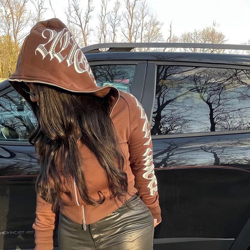 Damen Crop Zip Hoodie Y2K Goth – Streetwear Brand Y2K Bewertung und Preis
