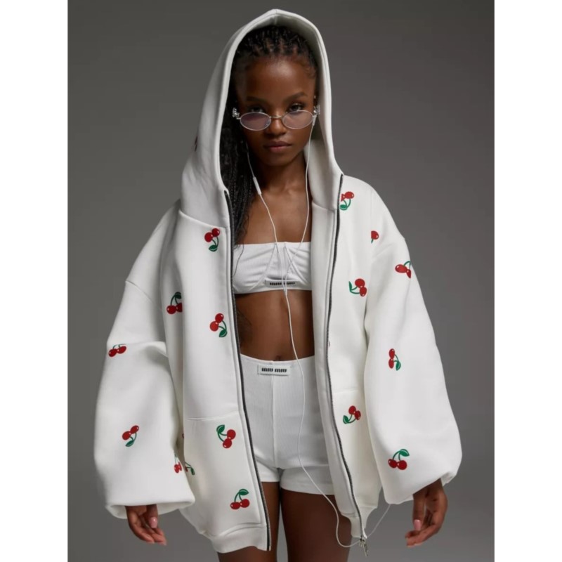Frauen Kirsche Gedruckt Sweats – Streetwear Brand Hoodie Bewertung und Preis