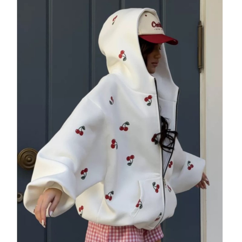 Frauen Kirsche Gedruckt Sweats – Streetwear Brand Hoodie Bewertung und Preis