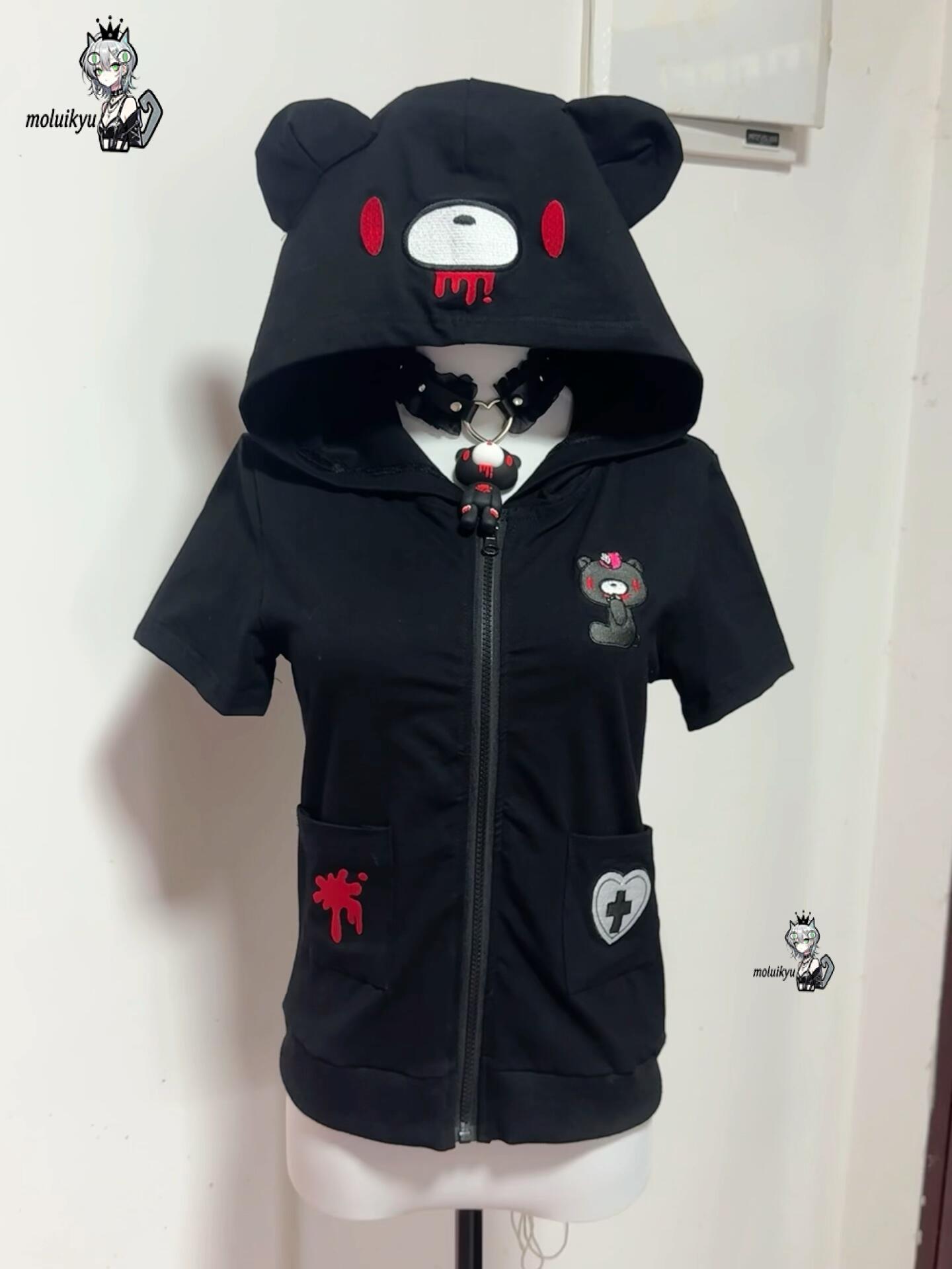 Kawaii Anime Hoodie Kurzarm-Re – Streetwear Brand Y2K Bewertung und Preis